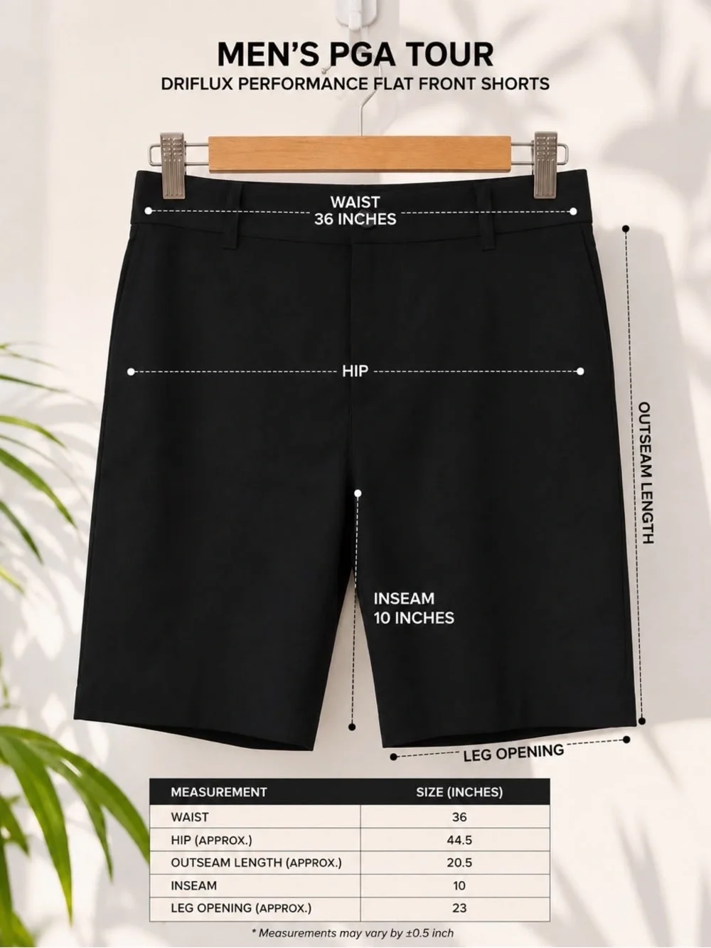 36W- PGA TOUR DRIFLUX PERFORMANCE FLAT FRONT PERFORMANCE/GOLF SHORTS